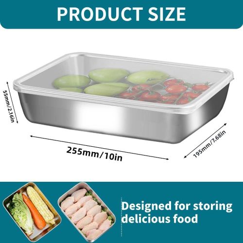 addigoes 6-Piece Stainless Steel Food Storage Container Set - Airtight Kitchen Storage Boxes with Lids, Freezer &amp; Oven Safe, Dishwasher Safe Trays &amp; Plates