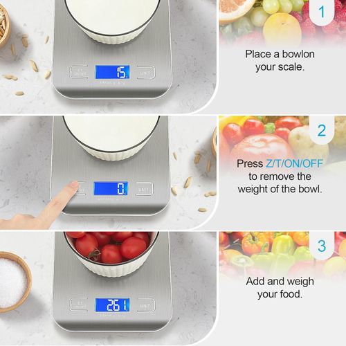 KnMn  304 Stainless Steel Digital Food Scales with Battery Kitchen Scale LCD Display