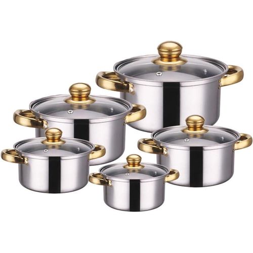 10pcs Stainless Steel Pots and Pans Sets for Kitchen