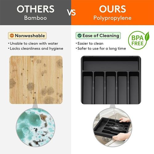 Silverware Drawer Organizer, Expandable Utensil Tray for Kitchen, BPA Free