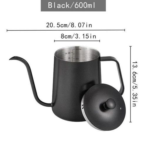Long Narrow Spout Goose Neck Kettle Hand Drip Kettle Pour Over Coffee Tea Pot Kitchen Accessory 600ml