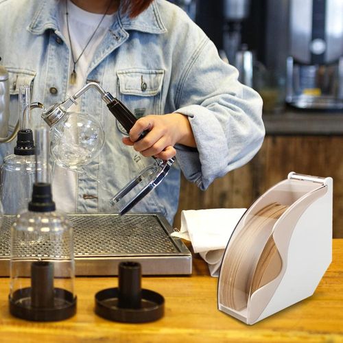 TodyJeyHo Coffee Filter Paper Holder,Cone Filter Paper Box with Dustproof Coffee Filter Dispenser Container Storage Rack Dust Proof Countertop Dispenser Stand (white)