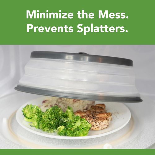 Microwave Splatter Cover for Food, Collapsible &amp; Vented Silicone Splatter Guard Lid - Microwave Plat, Dish Cover with Handle - BPA-Free Kitchen Gadget for Meal Prep,Medium Size
