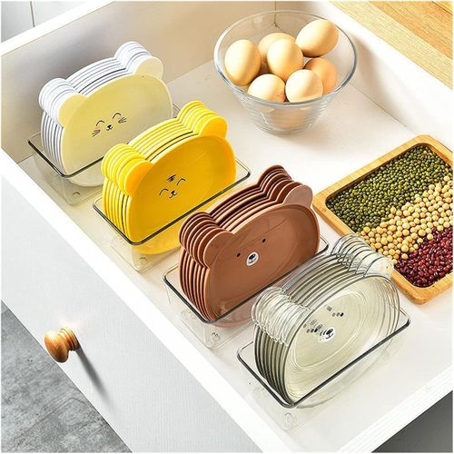 8 Pcs/Set Fruit Trays Serve Snacks Cartoon Bear Head Snack Plates Fruit Plates Household Supplies Clear(Transparent)