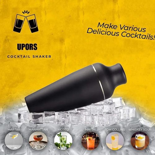 8pcs Cocktail Set Stainless Steel Shaker Set - Black