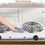 Jx 2000W Portable Electric Double Coil Burner With Dual Control &amp; 5 Level Temperature Control, Easy To Clean, Lightweight Stainless Steel Countertop Stove For Kitchen Dorm Camping
