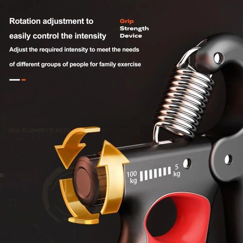 KipFit Adjustable 5-100KG Hand Grip Strengthener with Counter – Forearm and Wrist Exerciser for Muscle Building (RED)