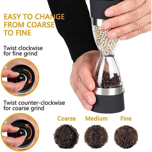 Spice Grinder Salt or Pepper Grinder - Manual 2 in 1 Kitchen Pepper Grinder Hourglass Shape Dual Salt Pepper Mill Spice Grinder Pepper Shaker Salt and Pepper Shakers