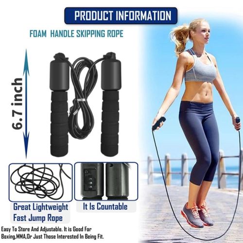 ShebSheb Fitness Jump Rope for Women, Men, and Kids, Tangle-Free with Counter and Reset, Skipping Rope with Foam Handles
