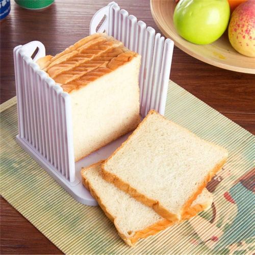 Adjustable Bread Slicer &amp; Cutting Guide for Homemade Bread - Foldable Plastic Kitchen Baking Tool