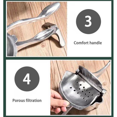 Manual Stainless Steel Juicer - Hand Press Lemon Squeezer with Filter Bag
