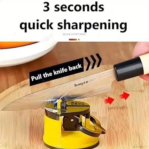 2Pcs-Hands-Free Knife Sharpener with Suction Cup - Portable Tungsten Carbide Quick Sharpening Tool, Sleek Metallic Finish, Sturdy Construction
