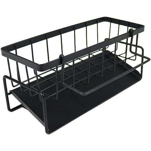 Black bracket for kitchen sink, rust proof kitchen sink box, with automatic drying and detachable cloth rack, multifunctional kitchen sink organizer