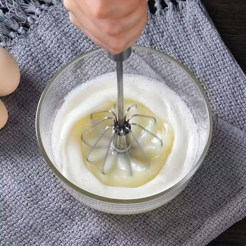 KnMn 32x7 CM Stainless Steel Egg Whisk Hand Push Rotary Whisk Blender Milk Frother Baking Tools