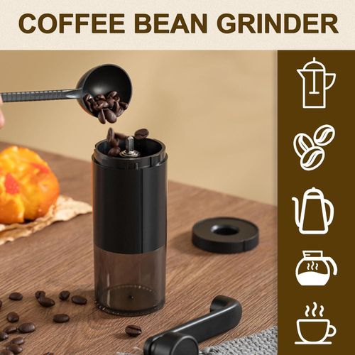 Manual Coffee Bean Grinder, Black Hand with Cleaning Brush, Portable Ceramic Core Adjustable Coarse to Fine Detachable Espresso Grinding for Travel Home Office