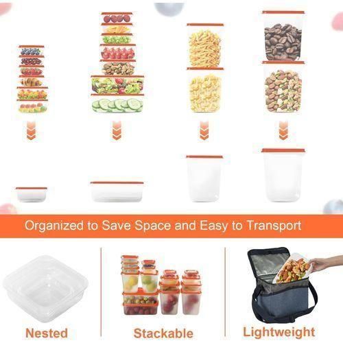 17-Piece BPA-Free Microwaveable and Freezer-Safe Storage Container Set with Lids (Orange)