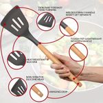 12Pcs Silicone Cooking Utensils Set – Non-Stick, Heat Resistant, Wooden Handle -Khaki