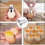 Egg Cracker Tool for Raw Eggs - Egg Shell Opener for Hard Boiled Eggs with Durable Stainless Steel Construction, Ergonomic &amp; Adjustable Design - Easy-to-Use Shell Cracker Tool for Easy-Boiled Eggs
