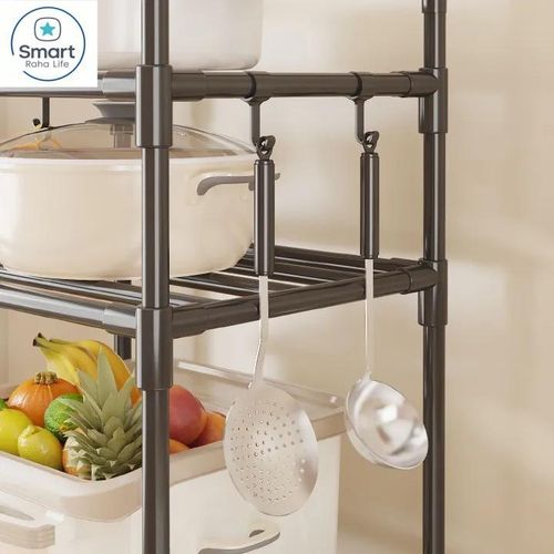 Smartraha life RahaLife Multifunctional Floor Standing Storage Rack Multi-Tier Kitchen Organizer for Microwave, Utensils Bathroom &amp; Home Use Sturdy Steel Shelf