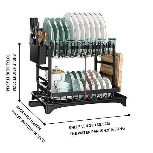 2 Layers Stainless Steel Dish Drainer &amp; Plates Rack