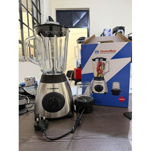 2-in-1 Blender &amp; Grinder – 350W, Stainless Steel Base, Glass Jar
