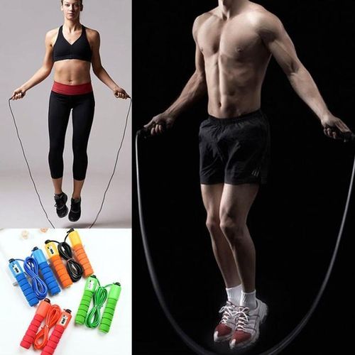 Sports and fitness adjustable fast counting skipping rope (orange)