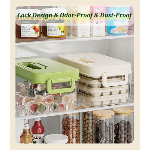 Ice Cube Trays with Lids, Scoop &amp; Ice Bucket 28/84 Pcs Portable Silicone Ice Cube Mold with Easy Pop Out Reusable Freezer Ice Box for Fridge (Green, 3 Layer(84 pcs))