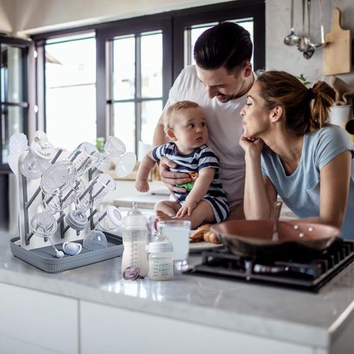 Baby Bottle Drain Rack--Gray