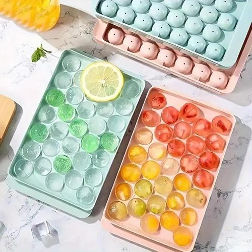 33 Grids Ice Cube Trays, Round Diamond Silicone Molds, Food-Grade Plastic Refrigerator Storage Boxes, Food Safety Contact-Kitchen Tool Accessories Molds