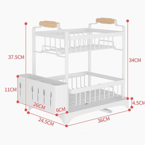 TodyJeyHo Double-layer kitchen countertop dish rack with cutlery holder