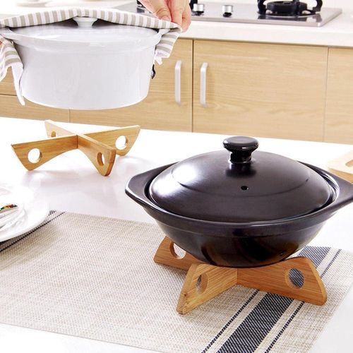 5 PCs Detachable Bamboo Trivet Hot Pads for Pots and Dishes Cross-Style Heat Resistant Kitchen Counter Rack Pot Holder for Hot Dishes Reversible Pot Holder Detachable Table Trivets