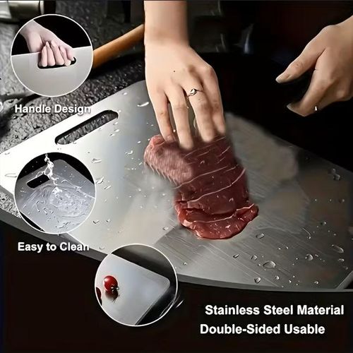 KnMn 34 x 24 CM Stainless Steel Cutting Board Double Sided Design, Household Use for Kitchen and Dining Room