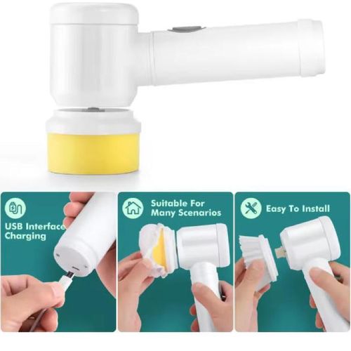 5 in1 Multifunction USB Rechargeable Spin Scrubber,Electric Cleaning Brush  With 5 Replaceable Brush Heads,For Bathroom, Shower, Tub, Kitchen Floor