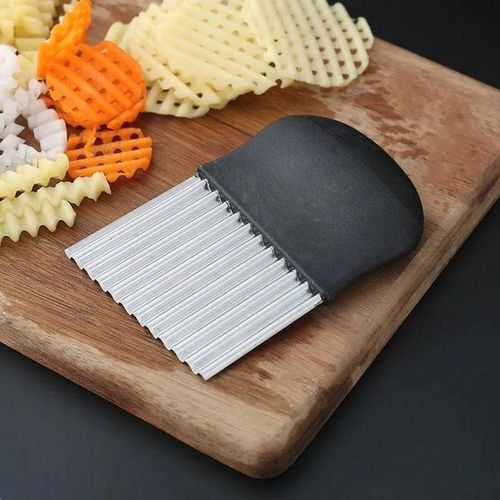 Stainless Steel Potato Chip Slicer Dough Vegetable Fruit Crinkle Wavy Kitchen Knife Cutter Chopper