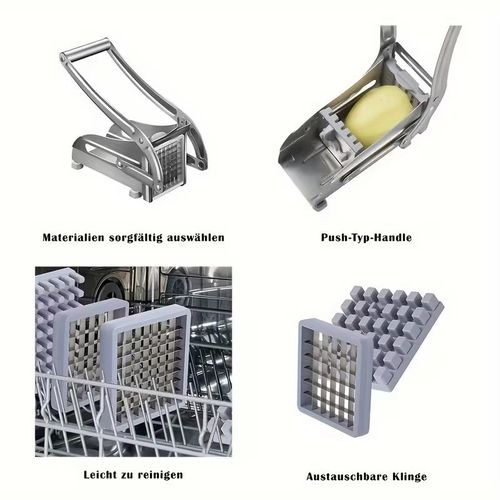 Beqqk 4in1 Vegetable Cutter, French Fries Cutter, Stainless Steel Fruit Cutter, Potato Chipper, Potato Slicer