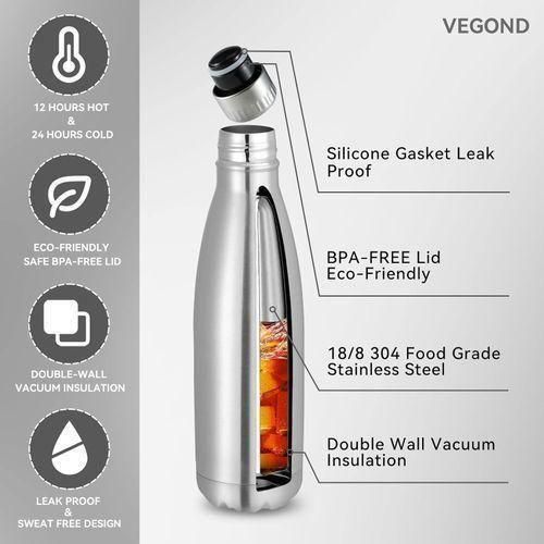 KnMn 500ml Stainless Steel Water Bottles For Hot and Cold Water