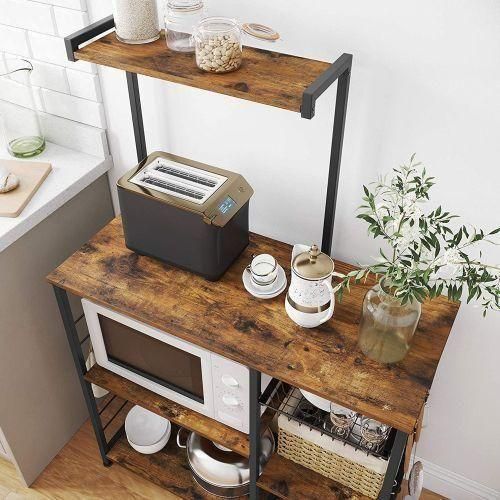 LASA Kitchen Storage Shelf with Coffee Station and Microwave Oven Stand – Multi-Level Baker Rack