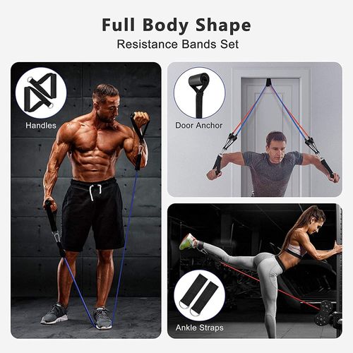11 Pcs Set Latex Resistance Band Exercise Band Toning Tube