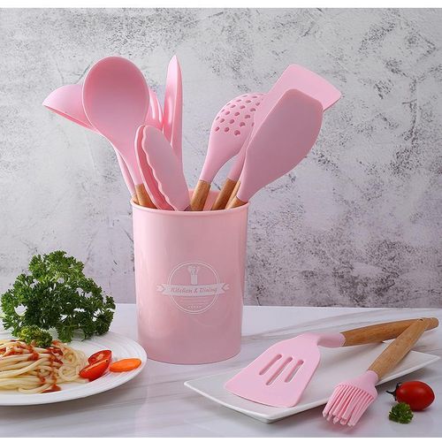 WIFINIT Silicon Silicone Kitchen Set (12 Piece) Kitchenware Serving Spoon