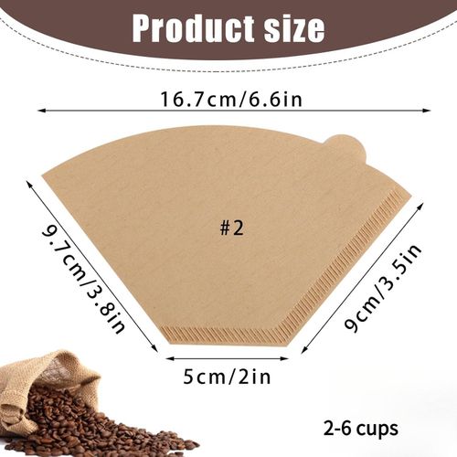 Disposable Coffee Paper Filters, 100 Pcs Cone Replacement Filter