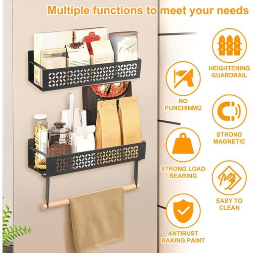 2pcs refrigerator magnetic spice rack, wall-mounted storage rack, with paper towel holder