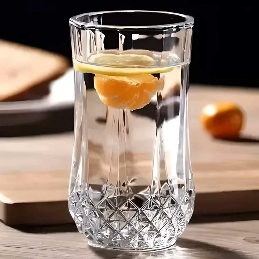 Elegant Set Of 6 Medium Size Diamond Water, Juice Glasses