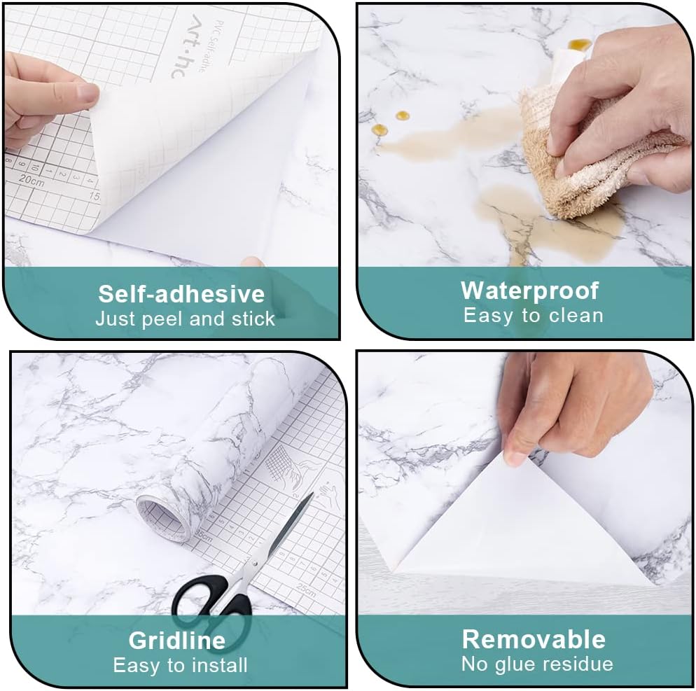 Marble 60cm by 500 cm Self Adhesive Contact paper Countertop,Kitchen,Shelf Liner