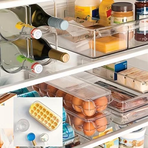 Ice Cube Tray with Lid and Bin for Freezer - 21 pcs Silicone Ice Cube Mold, No Touch Easy Release - BPA free, Reusable, Stackable, suitable for cocktails whiskey coffee and more (Yellow-21 pcs)