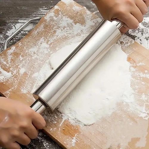 Thickened stainless steel rolling pin - easy to clean and rust-proof (38.3*5*5cm)