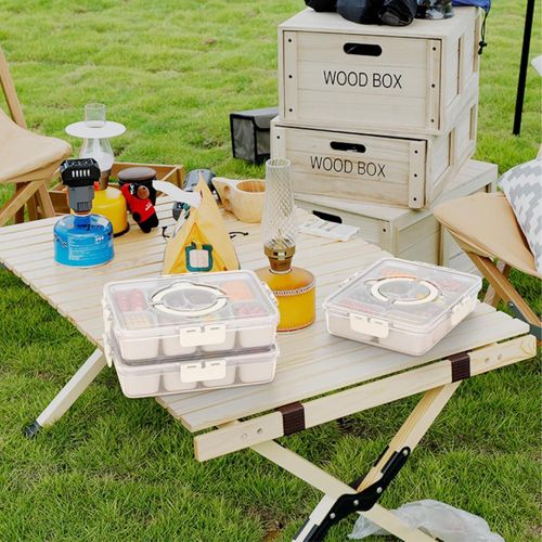 Snackle Box Container,Portable Snack Box 8 Compartment Divided Serving Tray with Lid with 4pcs forks