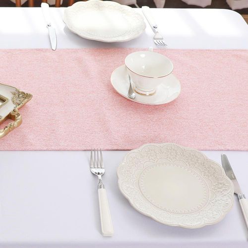 Solid Tablecloth and Table Runner Set, Washable Kitchen Dining Table Decoration for Home Party Decor, Light Orange