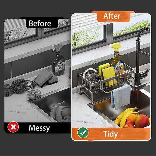 Kitchen Dish Rack，Kitchen Shelf,Sink Rack, Drain Rack - Black
