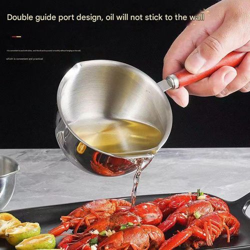 304 stainless steel small oil pan, mini frying pan with pouring spout
