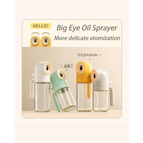 Flushrenic Oil Sprayer for Cooking, 8oz Refillable Portable Glass Olive Oil Dispenser Bottle, Kitchen Gadgets Accessories for Air Fryer, Salad, Frying (Yellow, 250ml)